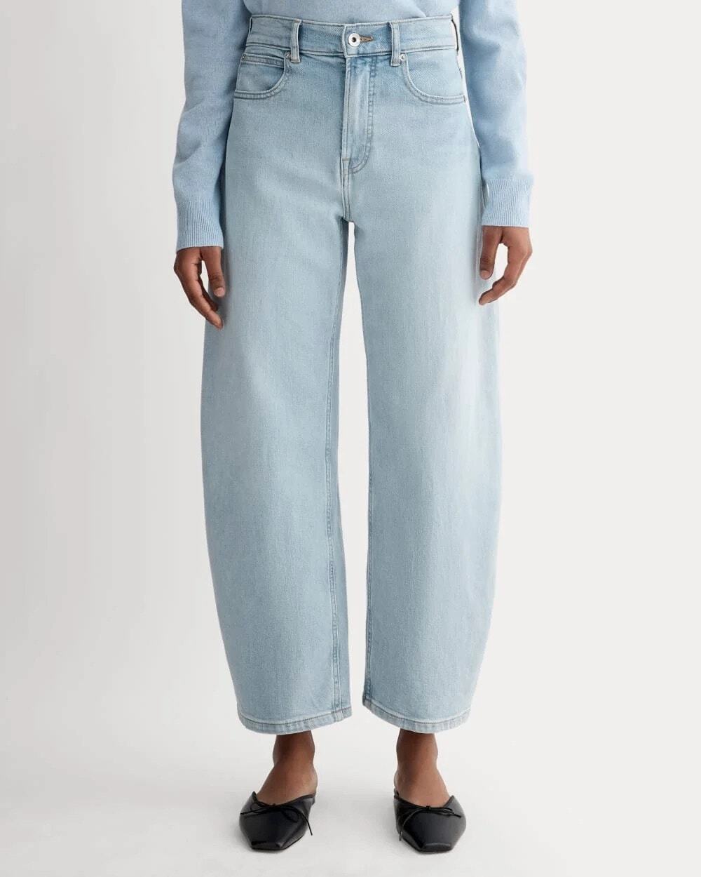NWT Everlane The Way-High Curve Barrel-Leg Jean In Light Sky Blue Size 27 Long